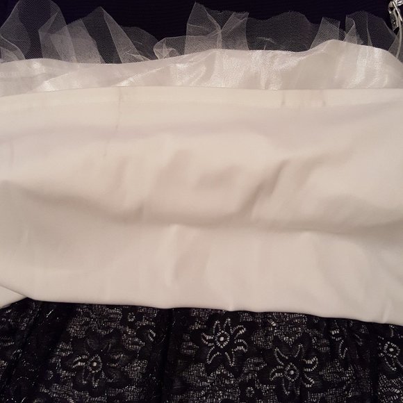 Girls Dress With Lace Skirt, Black Sequin Moto Jacket, Necklace, Belt - Picture 5 of 16